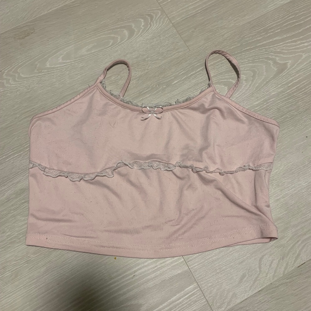 Pink laced crop top
